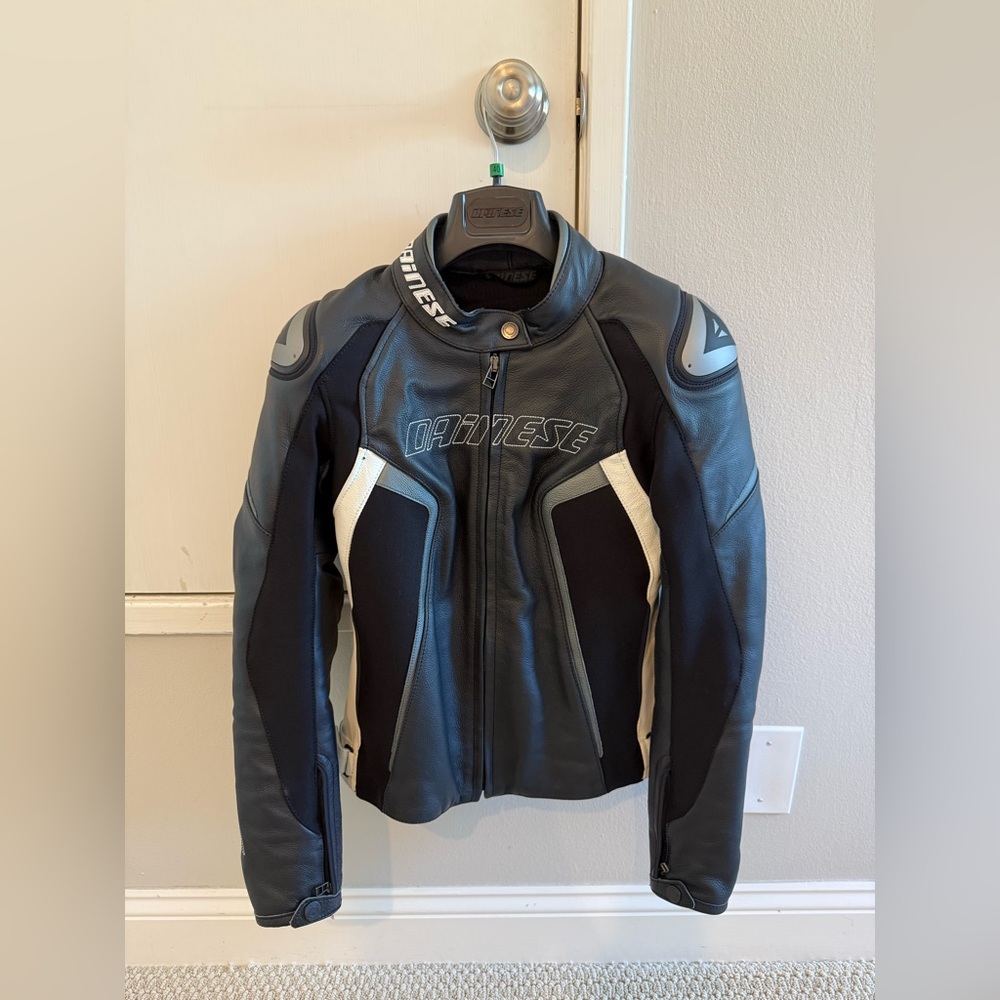 Dainese Women's Black & Gray Leather Motorcycle Jacket